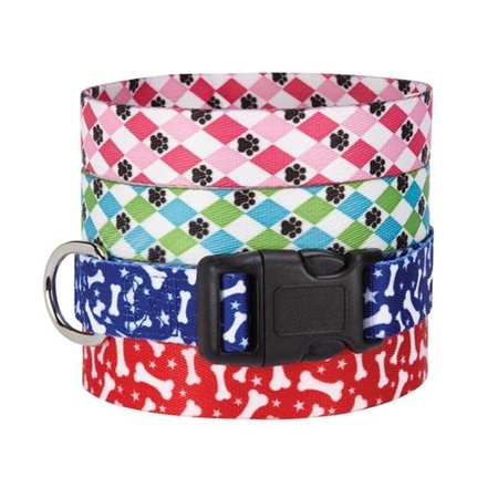 CASUAL CANINE Casual Canine ZA1547 10 84 CC Pooch Patterns Collar 10-16 In Blue Argyle ZA1547 10 84